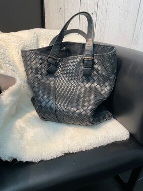 Elena Solano leather woven tote bag
